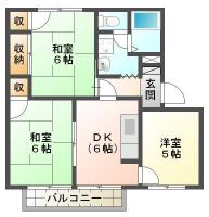 北矢三町 アパート 3DK間取り図