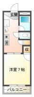 西二軒屋町 マンション 1K間取り図