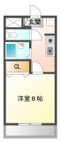 南田宮 マンション 1DK間取り図