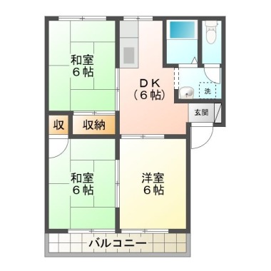 新浜本町 アパート 3DK 202の間取り図
