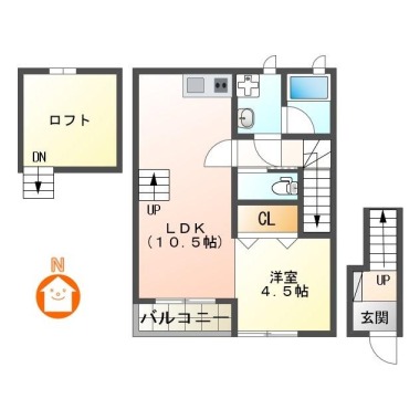 南蔵本町 アパート 1LDK 208の間取り図
