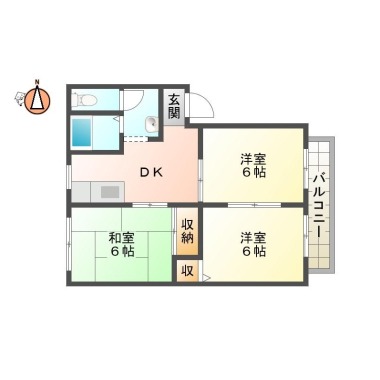 中吉野町 アパート 3DK 101の間取り図