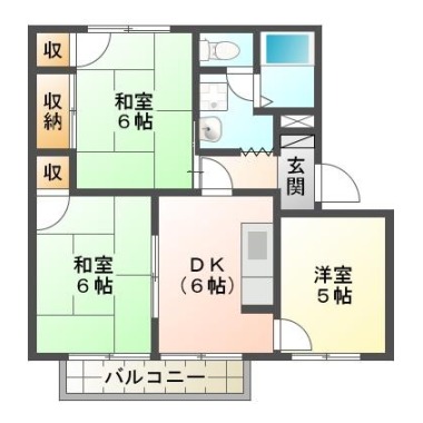 北矢三町 アパート 3DK A202の間取り図