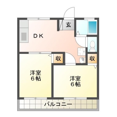 中島田町 アパート 2DK 201の間取り図