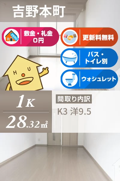 吉野本町 マンション 1K 105のお部屋の特徴