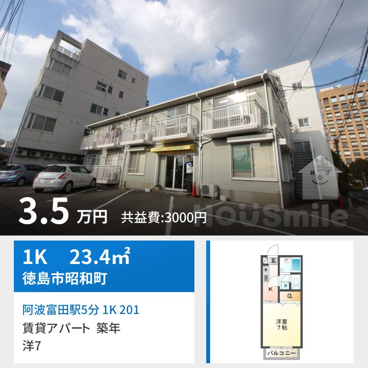 阿波富田駅5分 1K 201