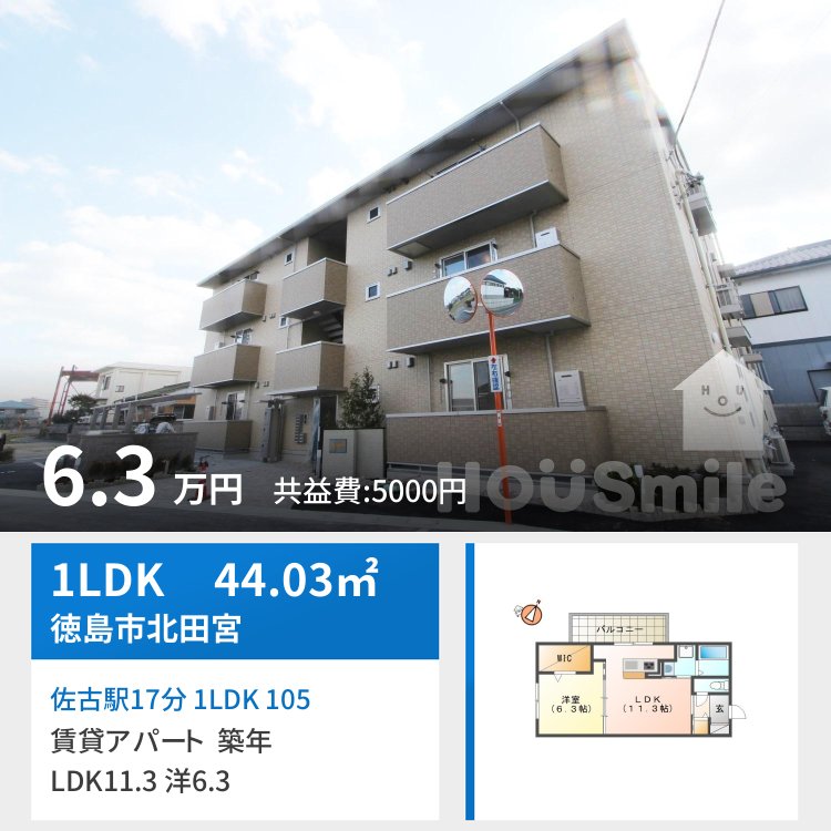 佐古駅17分 1LDK 105