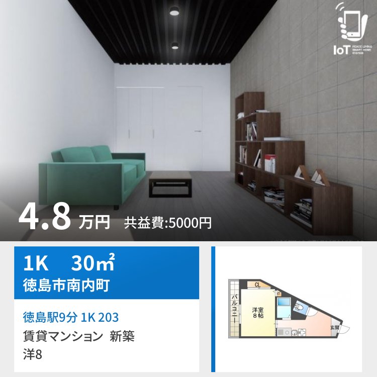 徳島駅9分 1K 203