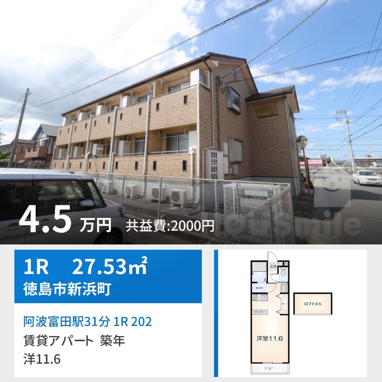 阿波富田駅31分 1R 202