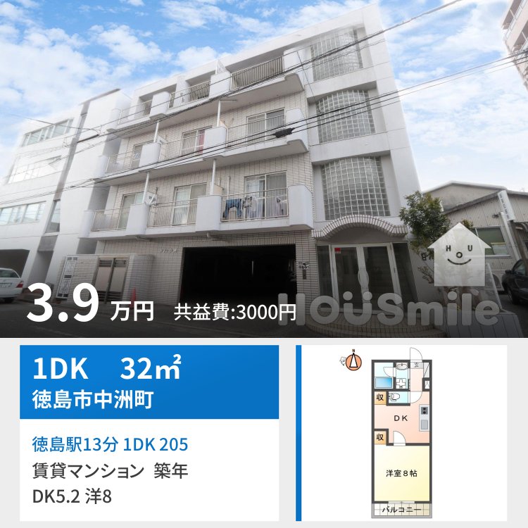 徳島駅13分 1DK 205