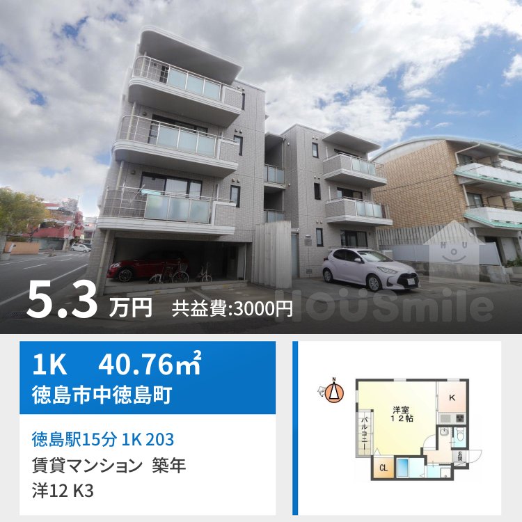 徳島駅15分 1K 203