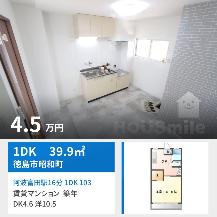 阿波富田駅16分 1DK 103