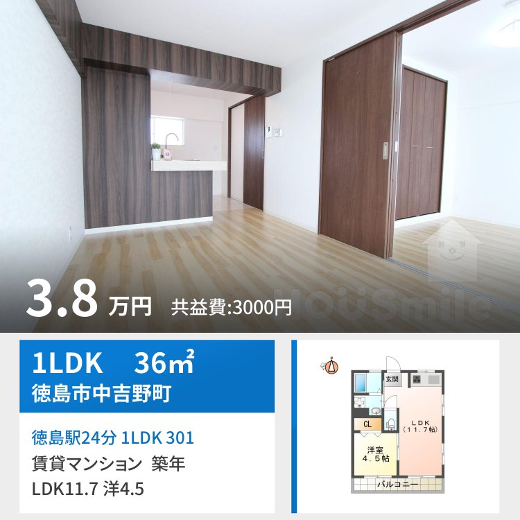 徳島駅24分 1LDK 301