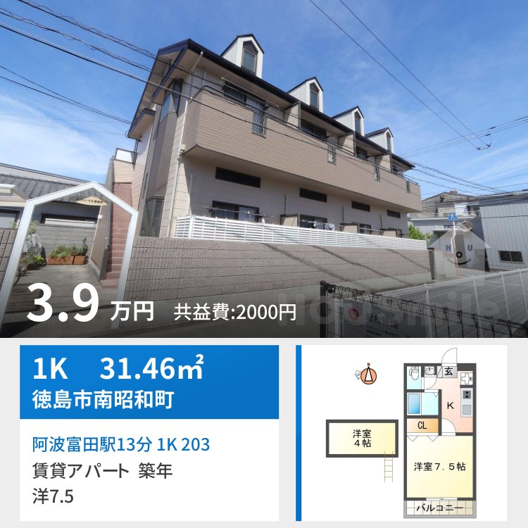 阿波富田駅13分 1K 203
