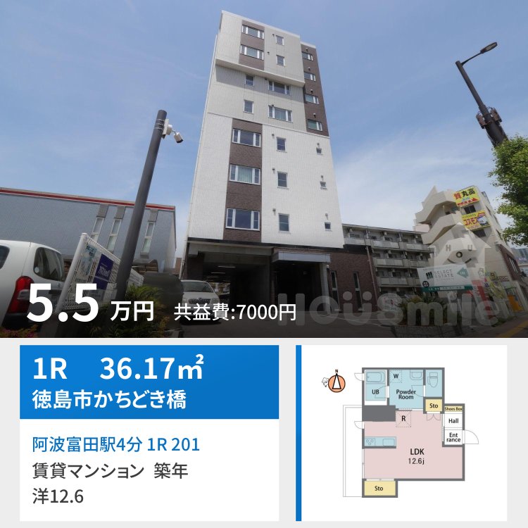 阿波富田駅4分 1R 201