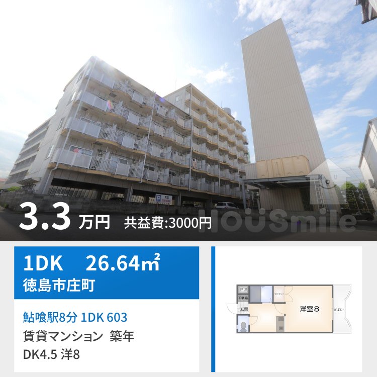鮎喰駅8分 1DK 603