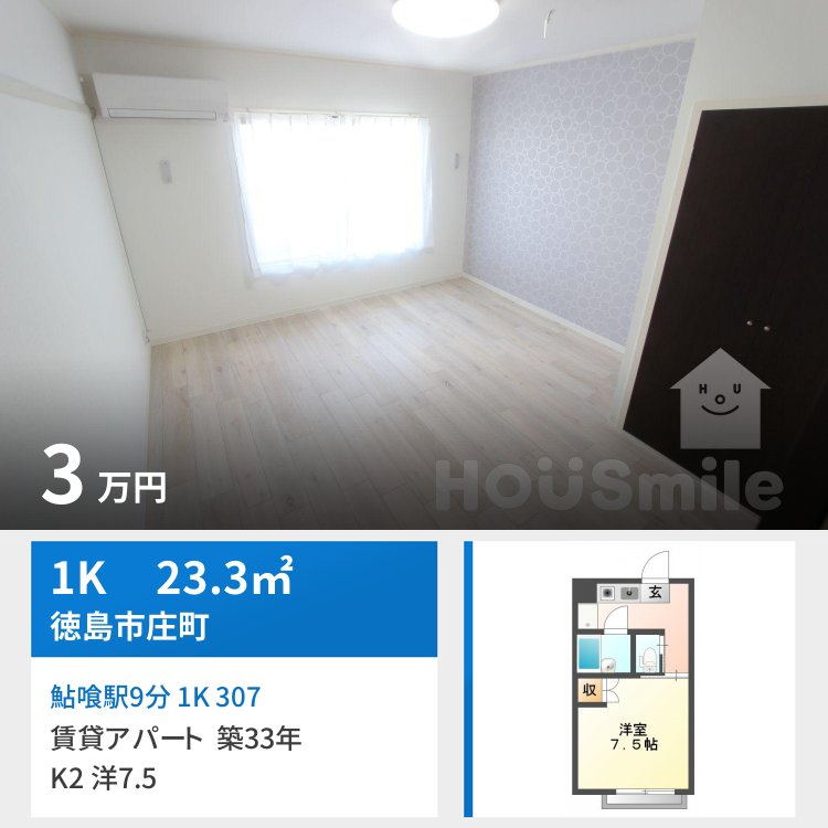 鮎喰駅9分 1K 307