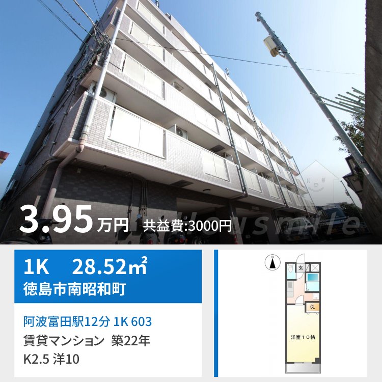 阿波富田駅12分 1K 603