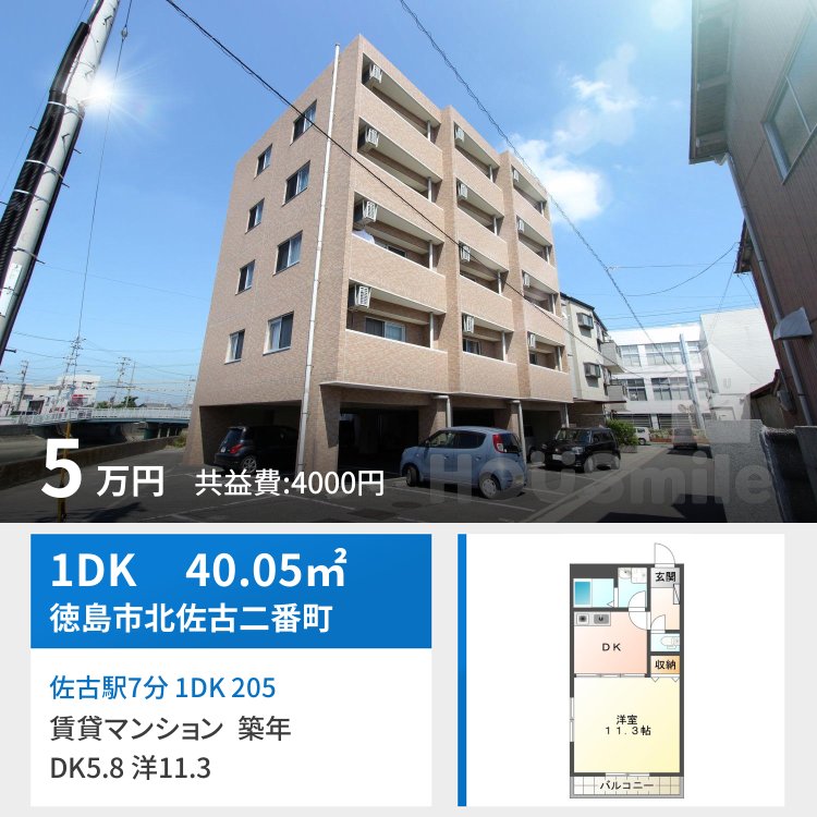 佐古駅7分 1DK 205