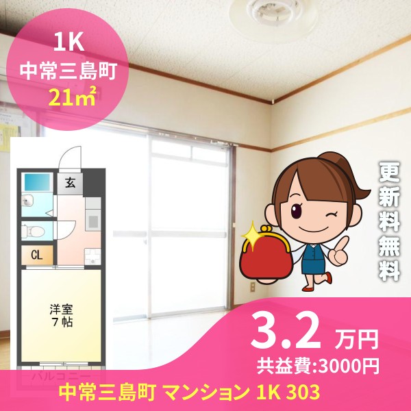 中常三島町 マンション 1K 303