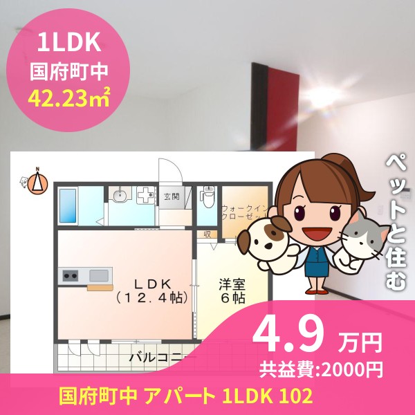 国府町中 アパート 1LDK 102