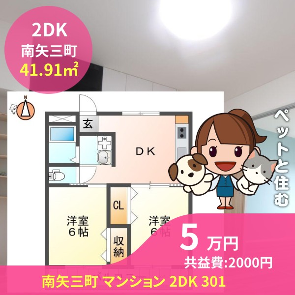 南矢三町 マンション 2DK 301