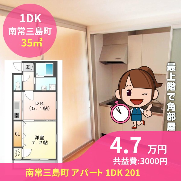 南常三島町 アパート 1DK 201