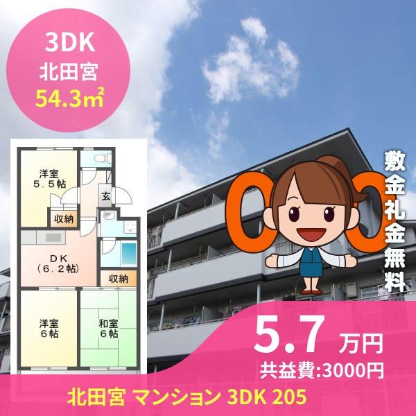 北田宮 マンション 3DK 205