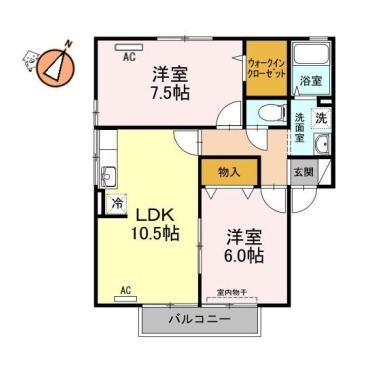 ポルトベール A棟 A201の間取り図