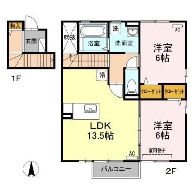 ウィルコート大松 B202の間取り図