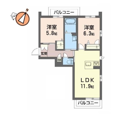 ベレオ庄町 201の間取り図