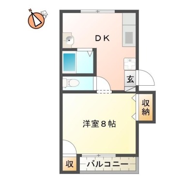 出来島本町 マンション 1DK 202の間取り図