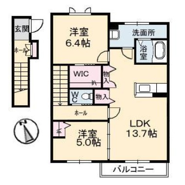 シャーメゾンレフレールI 202の間取り図