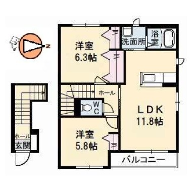 シャーメゾンプランドール E棟 203の間取り図