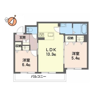 ベレオ万代 102の間取り図