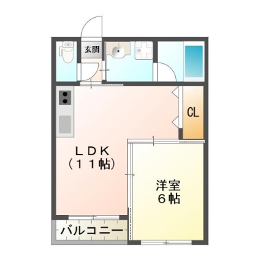 川内町北原 マンション 1LDK 302の間取り図