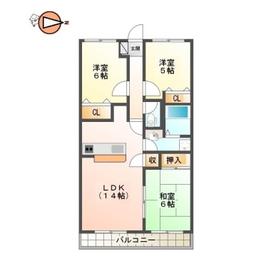 北矢三町 マンション 3LDK 202の間取り図