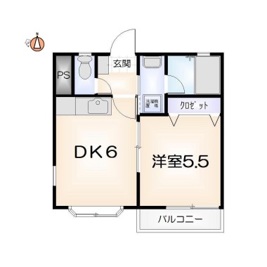 沖浜東 マンション 1DK 201の間取り図