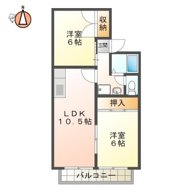 新浜 アパート 2LDK 107の間取り図