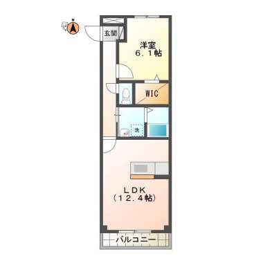 山城西 マンション 1LDK 201の間取り図