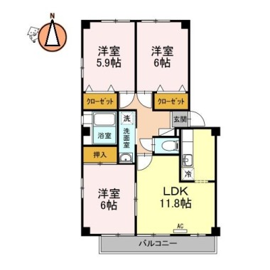 サンブルック佐古II 102の間取り図