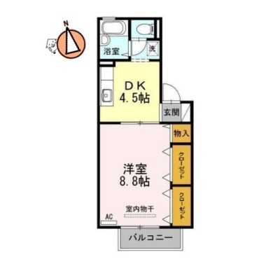 ドミール古川 A棟 A107の間取り図