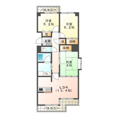 下助任町 マンション 3LDK 903の間取り図