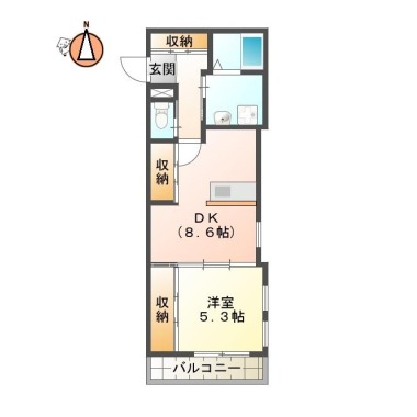 八万町 アパート 1DK Bの間取り図