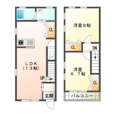 北田宮 一戸建て 2LDK 5の間取り図