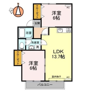 セジュール園木B棟 B203の間取り図