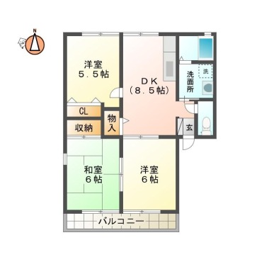 名東町 アパート 3DK D108の間取り図