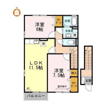 コスモスクエアB B201の間取り図