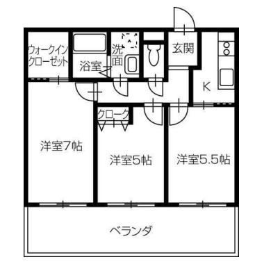 佐古六番町 マンション 3K 304の間取り図