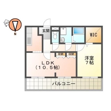 佐古六番町 マンション 1LDK 404の間取り図